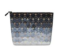 Blue Hexagons and Diamonds - Neceser portátil de cáñamo falso, bolsa de maquillaje grande, resistente al agua, neceser de viaje