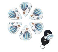 Blue Hot Air Balloon - Púas de guitarra de celuloide de 3 grosores diferentes con soporte para púas de guitarra, púa de guitarra personalizada para guitarra acústica, eléctrica y bajo