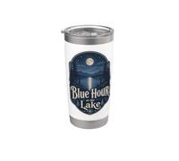 Blue Hour at the Lake Badge Lakecore Aesthetic Vaso térmico de acero inoxidable de doble pared