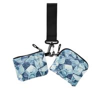 Blue Ice Cube - Monedero para mujer, tarjetero, tamaño compacto, con cremallera, monedero con llavero para mujer, 2 paquetes, Cubo de hielo azul, 1 size, Casual