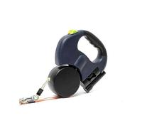 (Blue) Illuminated Double Retractable Leash for Two Dogs, 360 Anti-Tangle Swivel Strap