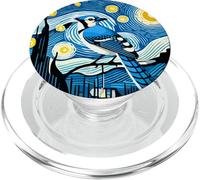 Blue Jay Bird Birding Watching Van Gogh Starry Night Style PopSockets PopGrip para MagSafe