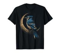 Blue Jay Crescent Moon Celestial Observación de Aves Camiseta