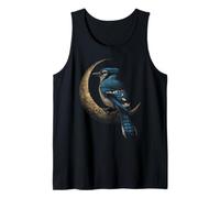 Blue Jay Crescent Moon Celestial Observación de Aves Camiseta sin Mangas