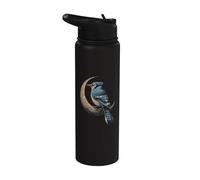 Blue Jay Crescent Moon Celestial Observación de Aves Stainless Steel Insulated Water Bottle