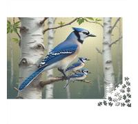 Blue Jay Puzzle de 1000 Piezas Juego de Puzzle 1000 Piezas Papel Puzzle para Adultos Pájaro del Bosque Relajante Familia Hogar 52x38cm/1000pcs