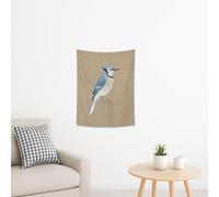 Blue Jay - Tapiz para colgar en la pared, color beige natural, decoración de animales encantadora para primavera y verano, estilo bohemio, para sala de estar o dormitorio, 76 x 101 cm