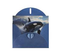 Blue JKIEGOQ Orca Killer Whale Prints - Tarjeta de felicitación de 10 x 15 cm para Navidad, día de San Valentín, boda, tarjetas de invitación a fiestas