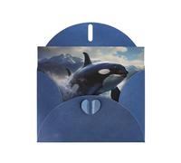 Blue JKIEGOQ Orca Killer Whale Prints - Tarjeta de felicitación de 10 x 15 cm para Navidad, día de San Valentín, boda, tarjetas de invitación a fiestas
