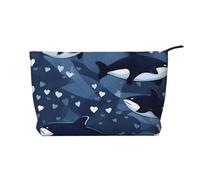 Blue Killer Whale - Bolsa de cosméticos de pana con cierre de cremallera, adecuada para viajes, camping y uso diario