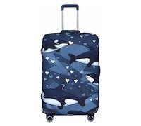 Blue Killer Whale - Funda lavable para equipaje, resistente a los arañazos, para equipaje de 18 a 32 pulgadas, Blanco, M