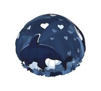 Blue Killer Whale - Gorro de ducha impermeable de doble capa para mujer, duradero, ligero y portátil, accesorio de baño para cabello largo