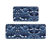 Blue Killer Whale - Juego de 2 alfombrillas multifuncionales para cocina, baño y dormitorio