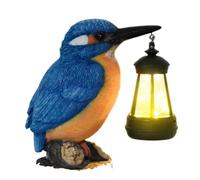 Blue Kingfisher Bird Statue - Solar Lantern Garden Sculpture | Resin Outdoor Bird Figurine | Weatherproof Solar Powered Light For Patio Lawn Pathway Balcony Landscape Gift For Women Mom Grandma