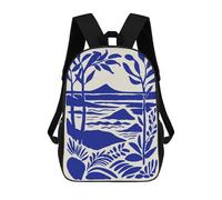 Blue Landscape with Plants And Mountains Mochila Escolar Infantil De 17 Pulgadas, Mochila Escolar Impresa En 3D Para Niños De Primaria Y Secundaria