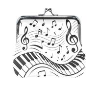 Blue Lightning - Cartera con cierre de relámpago, bolsa de cuero para llaves, 4.5 pulgadas de largo x 4.1 pulgadas de alto, Notas musicales, color blanco, one size, Notas musicales blancas