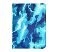 Blue Lightning - Soporte impermeable para pasaporte de piel turquesa para viajes, funda para tarjetas de vacunación, bonito libro de pasaporte para hombres, ultra delgado, Azul Rayo Turquesa, 1 size