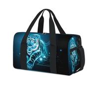 Blue Lightning Tiger - Bolsas de lona deportivas para niños, niñas, mujeres, hombres, tigre, durante la noche, fin de semana, bolsa de viaje para llevar al gimnasio, bolsas de lona casuales
