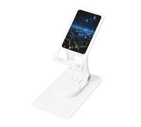 Blue Lights in The City at Night - Soporte de escritorio ajustable para iPhone y todos los teléfonos, rotación de 360°, plegado integrado, base cuadrada