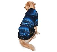 Blue Lights in The City at Night - Sudadera con capucha para perro, ropa de poliéster suave y transpirable para perros medianos y grandes