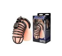 Blue Line - Jaula de castidad negra de lujo - Experimenta el máximo control y restricción