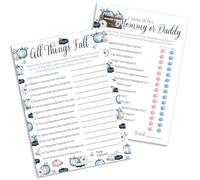 Blue Little Pumpkin Baby Shower Party Games - Adivina quién mamá o papá y todas las cosas otoño juego de juego (2 juegos) - 20 tarjetas