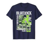 Blue Lock Yoichi Isagi Split Soccer Panels Camiseta, Hombre, Azul Marino, XXL