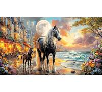 Blue-maned-Horse-Galloping-Through-Stormy-Sky 1000 Piezas Puzzle Adultos Juego Familiar Divertido Desafiante Papel Reciclado para Regalos 70x50/1000pcs