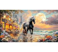 Blue-maned-Horse-Galloping-Through-Stormy-Sky 1000 Piezas Puzzle Educativo desafiante Papel Reciclado para Adultos Actividad en casa Idea de Regalo 38x26/1000pcs