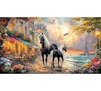 Blue-maned-Horse-Galloping-Through-Stormy-Sky 1000 Piezas Puzzle Educativo para Adultos y niños Papel Reciclado Desafiante Actividad en casa 38x26/1000pcs