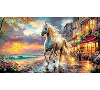 Blue-maned-Horse-Galloping-Through-Stormy-Sky 1000 Piezas Puzzle para Adultos Juego desafiante Educativo Papel Reciclado para relajación y Regalos 38x26/1000pcs