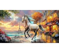 Blue-maned-Horse-Galloping-Through-Stormy-Sky 1000 Piezas Puzzle para Adultos Juego Educativo relajación Desafiante Papel Reciclado Idea de Regalo 38x52/1000pcs