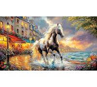 Blue-maned-Horse-Galloping-Through-Stormy-Sky 1000 Piezas Puzzle Reciclado Actividad en casa Juego Familiar Desafiante para Adultos Regalo 38x26/1000pcs