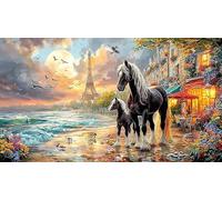 Blue-maned-Horse-Galloping-Through-Stormy-Sky 1000 Piezas Puzzle Reciclado Decoración Mural Hermosa Juego Educativo para Adultos Desafiante 38x26/1000pcs