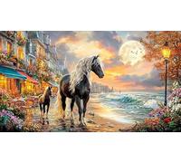 Blue-maned-Horse-Galloping-Through-Stormy-Sky Puzzle para Adultos y niños 1000 Piezas Juego Educativo Desafiante Papel Reciclado Idea de Regalo 38x52/1000pcs