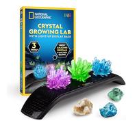 Blue Marble Kit de Cristales National Geographic - Cultiva 3 Cristales de Colores con Base Iluminada y Guía, Incluye Geoda, Fluorita Verde y Otras Gemas Reales