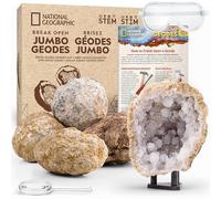Blue Marble National Geographic Kit de Geodas Jumbo para Romper - Regalo de Ciencias CTIM para Niños y Niñas, Rompe Tus Propias Geodas + Gafas de Protección & Soporte de Exhibición