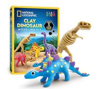 Blue Marble National Geographic Kit de Manualidades con Dinosaurios de Arcilla - con 5 Colores de Arcilla Que se Seca al Aire, 5 Esqueletos de Dino, Herramienta y Ojos Móviles