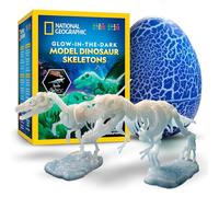 Blue Marble NATIONAL GEOGRAPHIC Kit de Modelos de Esqueletos de Dinosaurios Fosforescentes - Arma Réplicas de T. rex y Velociraptor, Huesos Encajables, Actividad Educativa para Niños