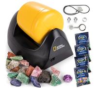 NATIONAL GEOGRAPHIC Juego de Iniciación para Pulir Rocas, Kit Completo de Pulidor de Piedras con Tambor Duradero, Piedras y Gravilla