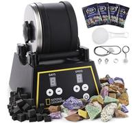 Blue Marble National Geographic Kit de Pulidora de Rocas Profesional - Tumbler Completo con Tambor de 907 g, Rocas, Abrasivos y Espuma Pulidora GemFoam Patentada, Juguete Educativo de Ciencias CTIM