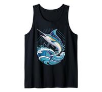 Blue Marlin Ocean Graphic Fishing Camiseta sin Mangas