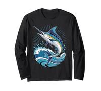 Blue Marlin Ocean Graphic Fishing Manga Larga