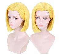 Blue Mary Wigs Golden Short Heat Resistance Synthetic Hair Cosplay Costume Wigs + Wig Cap