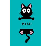 Blue miau black cat notebook/ notes: dotted pages