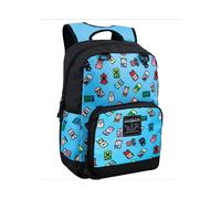 (Blue)Mochila Minecraft Bolso Escolar Gran Capacidad Viaje Informal Bolso Estudiante Niños Regalo