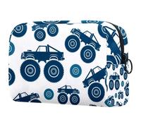 Blue Monster Truck - Bolsa de cosméticos para mujer, neceser de viaje, bolsa organizadora de maquillaje grande con cremallera, multicolor, 18.5x7.5x13cm/7.3x3x5.1in, Neceser