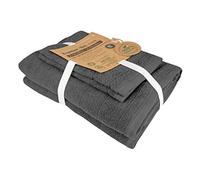 BLUE MOON Toallas orgánicas - Juego de toallas de 100% algodón orgánico natural - Zero Waste, sostenible y libre de plástico - suave, secado rápido y lavable a máquina - antracita, 4 unidades