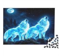 Blue Moon Wolves 100% Recycled Cardboard Glowing Blue Wolves 1000Pc Jigsaw Puzzles For Adults & Kids Fun Present 38x26cm/1000pcs