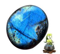 Blue Moonstone - Cristales de piedras de luna, Palm Blue Crystal Decorative Moonstone | Piedra de bolsillo pulido para regalos navideños, manualidades, colección de piedra de para hacer joyas,